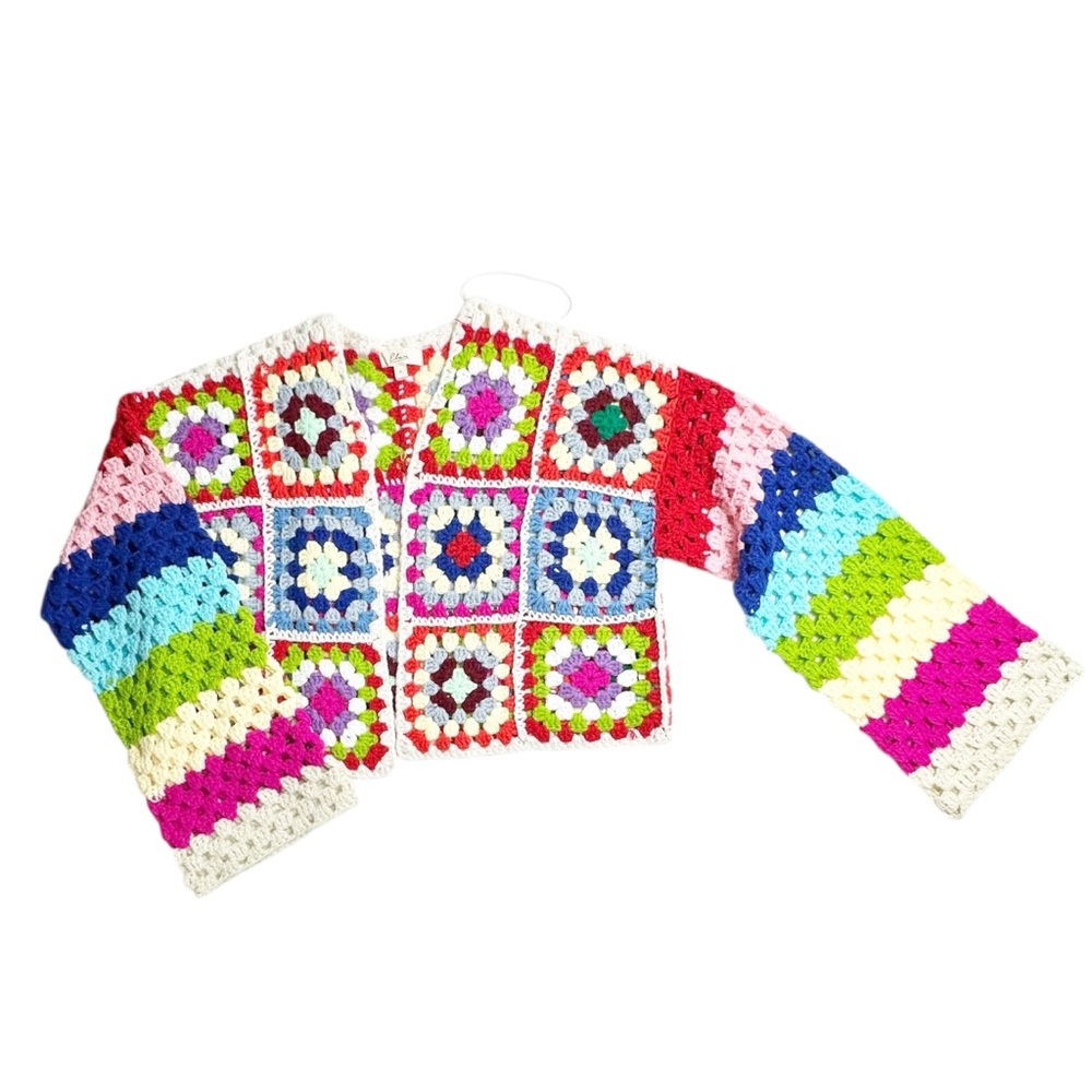 Elan granny square cropped cardigan